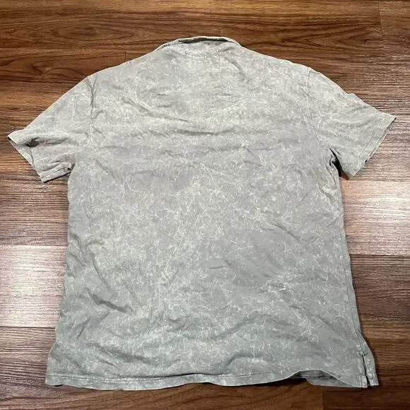 John Varvatos Bodhi Polo Shirt Mens XL Marble Wash Logo Open Placket Med Gray - Picture 6 of 8